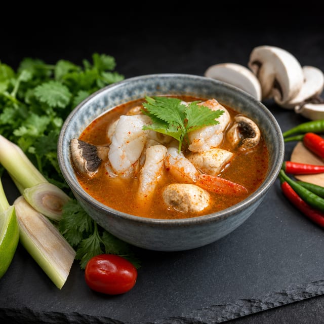 Tom Yum Seafood Soup.