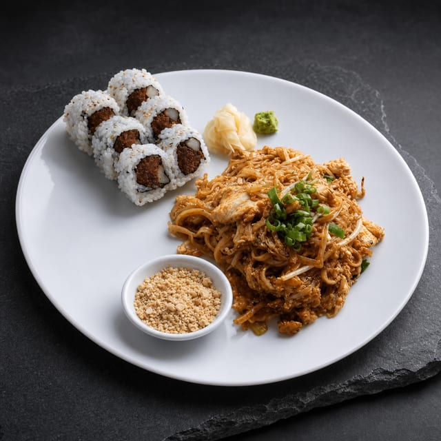 One Entree & One Sushi Roll.
